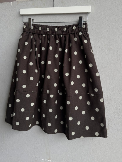 VINTAGE POLKA DOT SKIRT IN BROWN