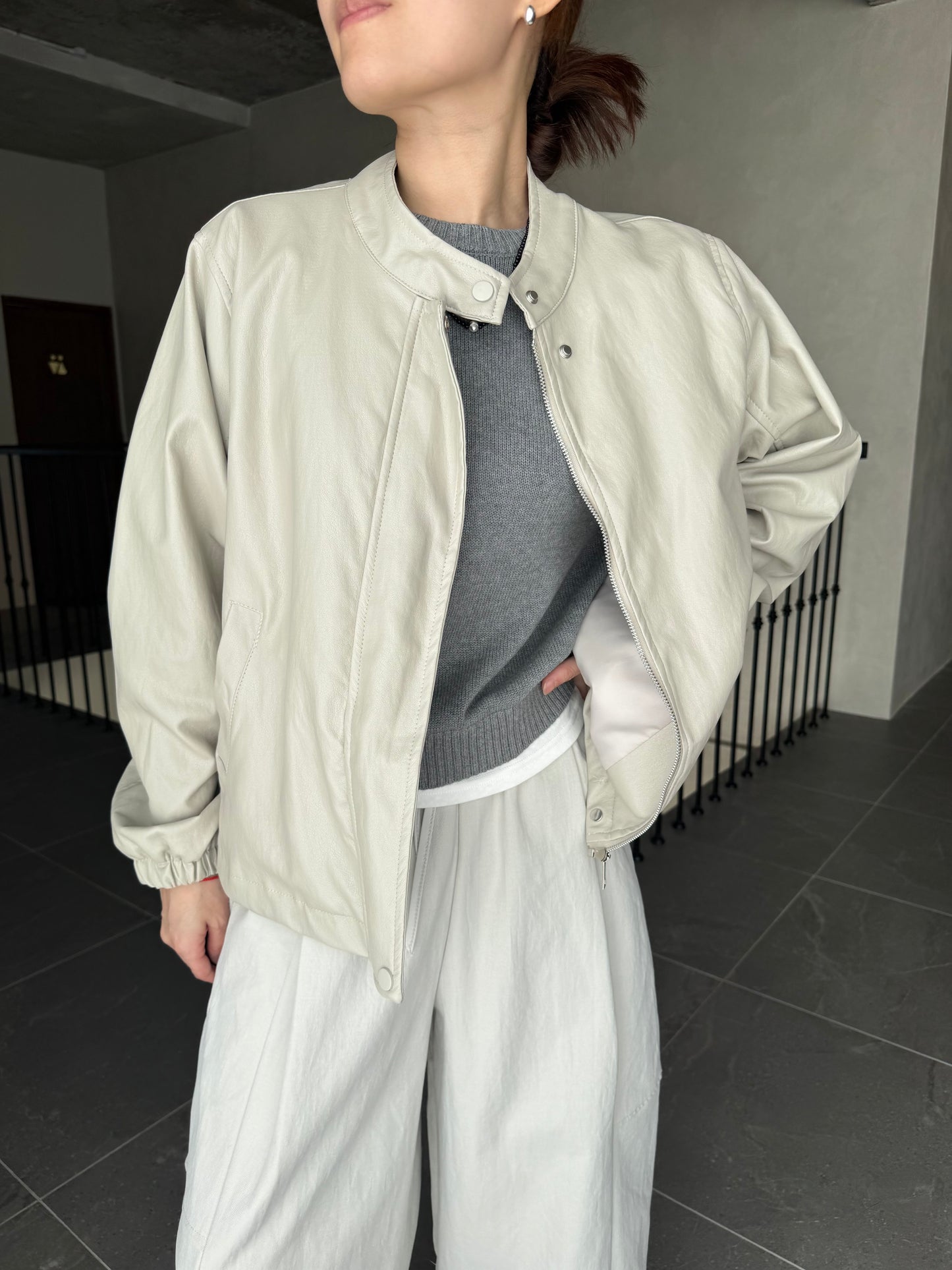 CELIA LEATHER JACKET IN CREAM
