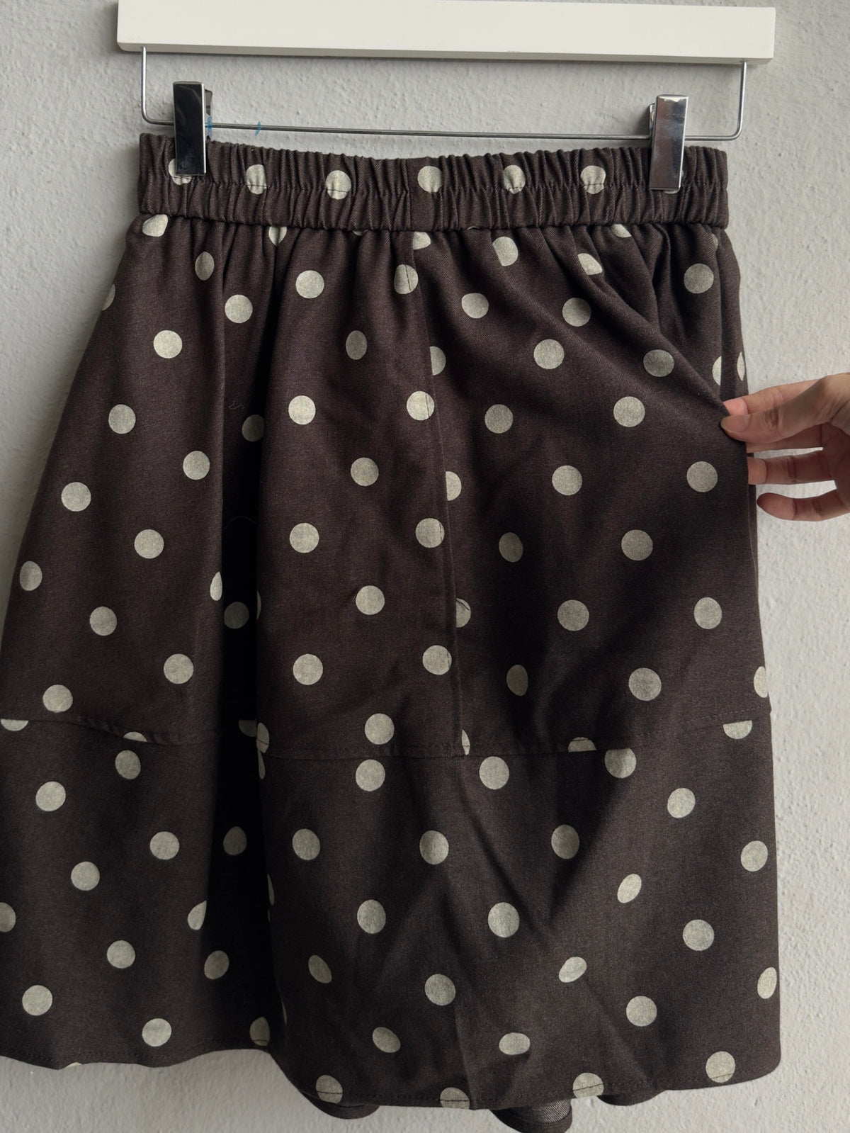 VINTAGE POLKA DOT SKIRT IN BROWN