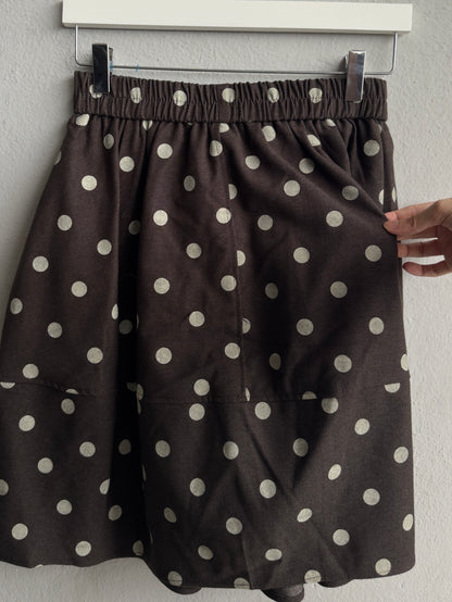 VINTAGE POLKA DOT SKIRT IN BROWN