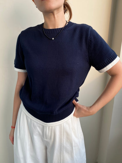 JAMES KNIT TOP IN RED/GREY/NAVYBLUE