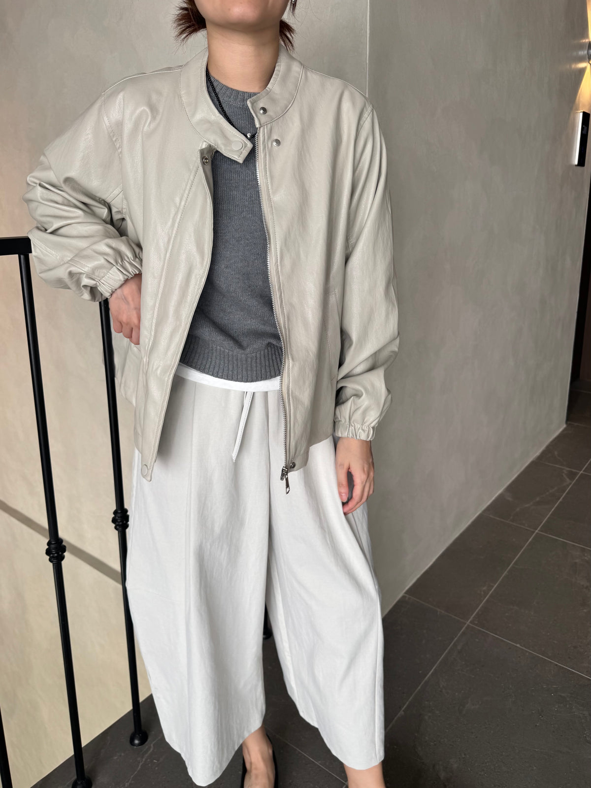 CELIA LEATHER JACKET IN CREAM