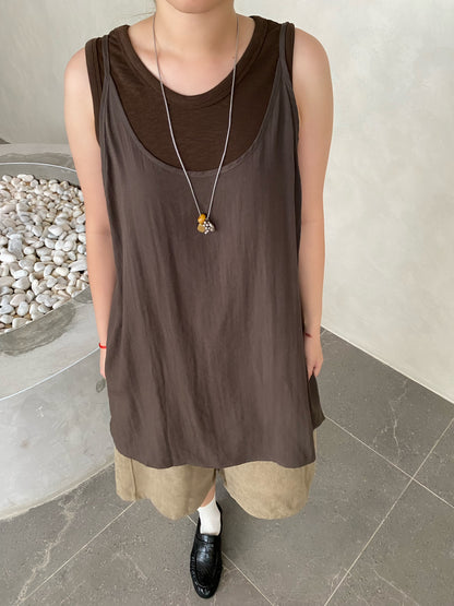 MIMI SINGLET SET (2 IN 1) IN BROWN