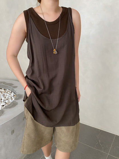 MIMI SINGLET SET (2 IN 1) IN BROWN