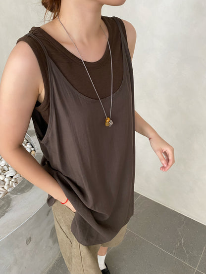 MIMI SINGLET SET (2 IN 1) IN BROWN