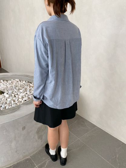 MARE BLOUSE TOP IN CREAM/BLUE