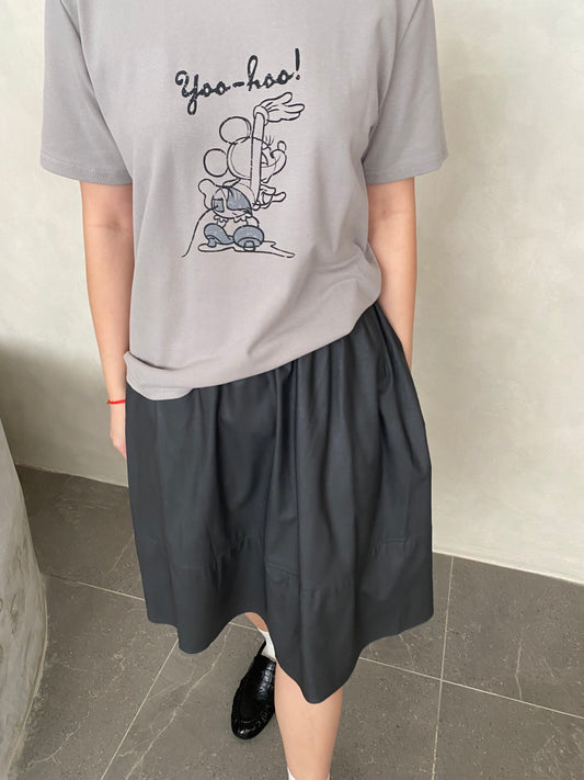 JOJO LEATHER SKIRT IN GREY