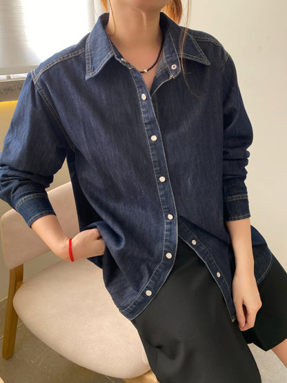 DENIM BLOUSE IN DARK BLUE