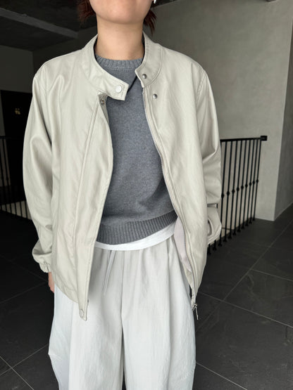CELIA LEATHER JACKET IN CREAM