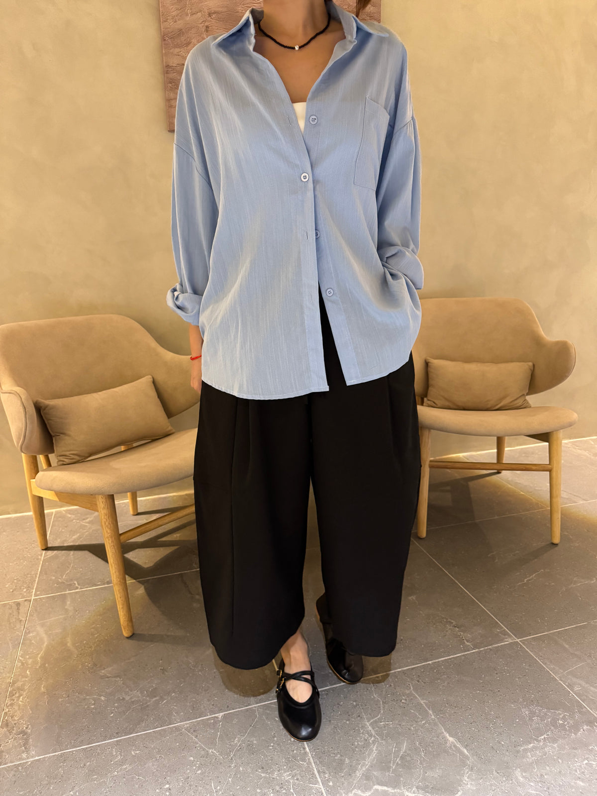 KELLY TROUSER IN BLACK/TEA WHITE
