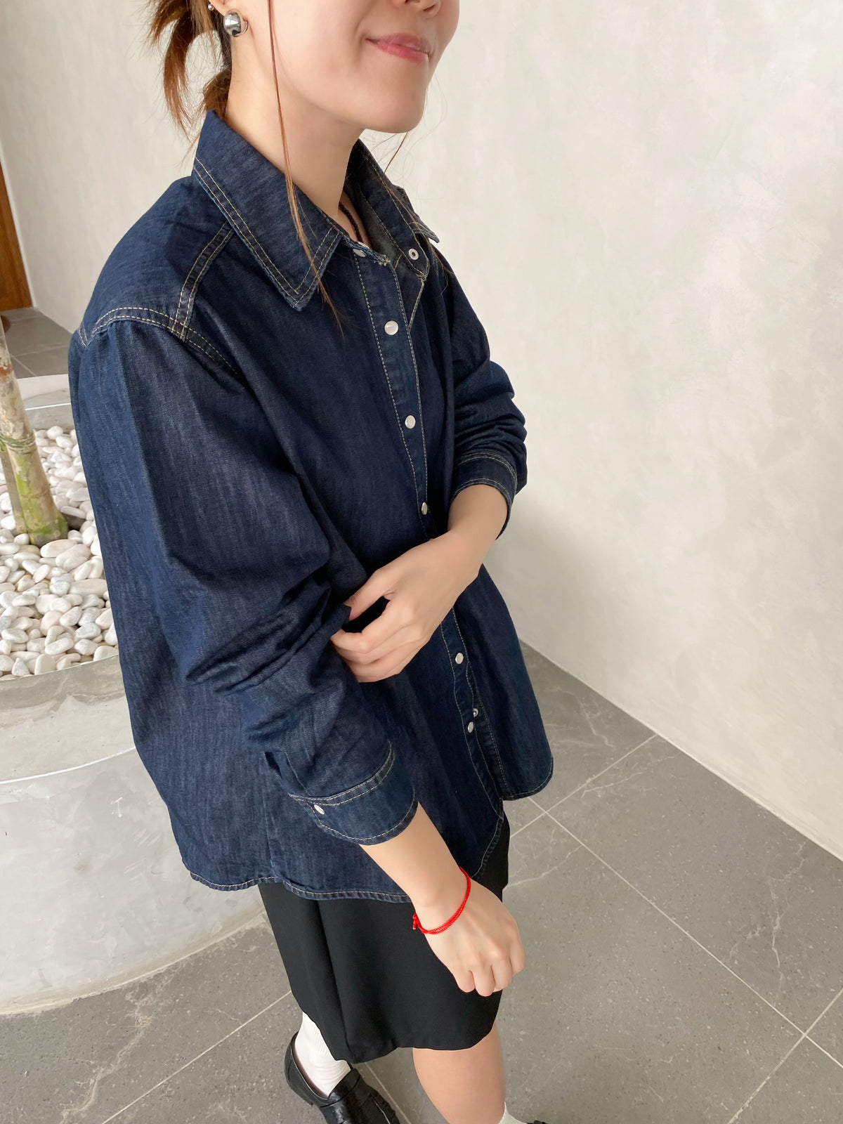 DENIM BLOUSE IN DARK BLUE