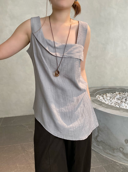 DAISY SINGLET TOP IN GREY/BROWN