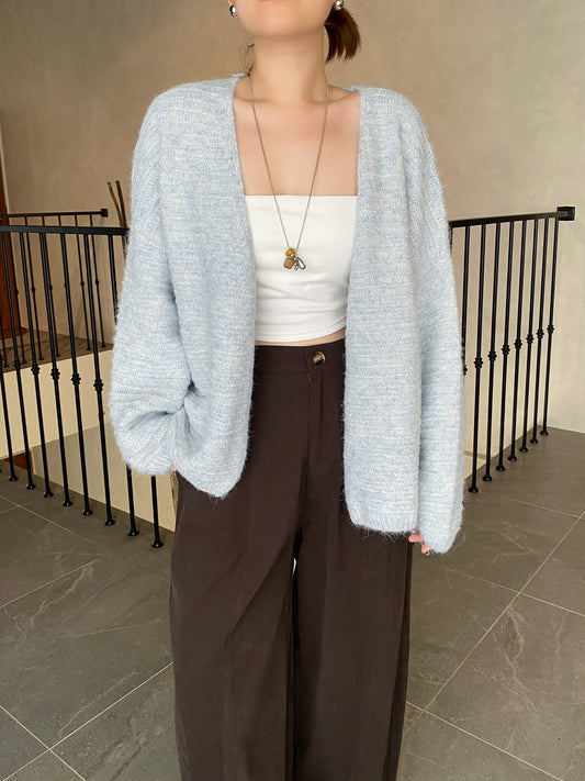 PERANA OUTWEAR KNIT TOP IN GREY/BLUE