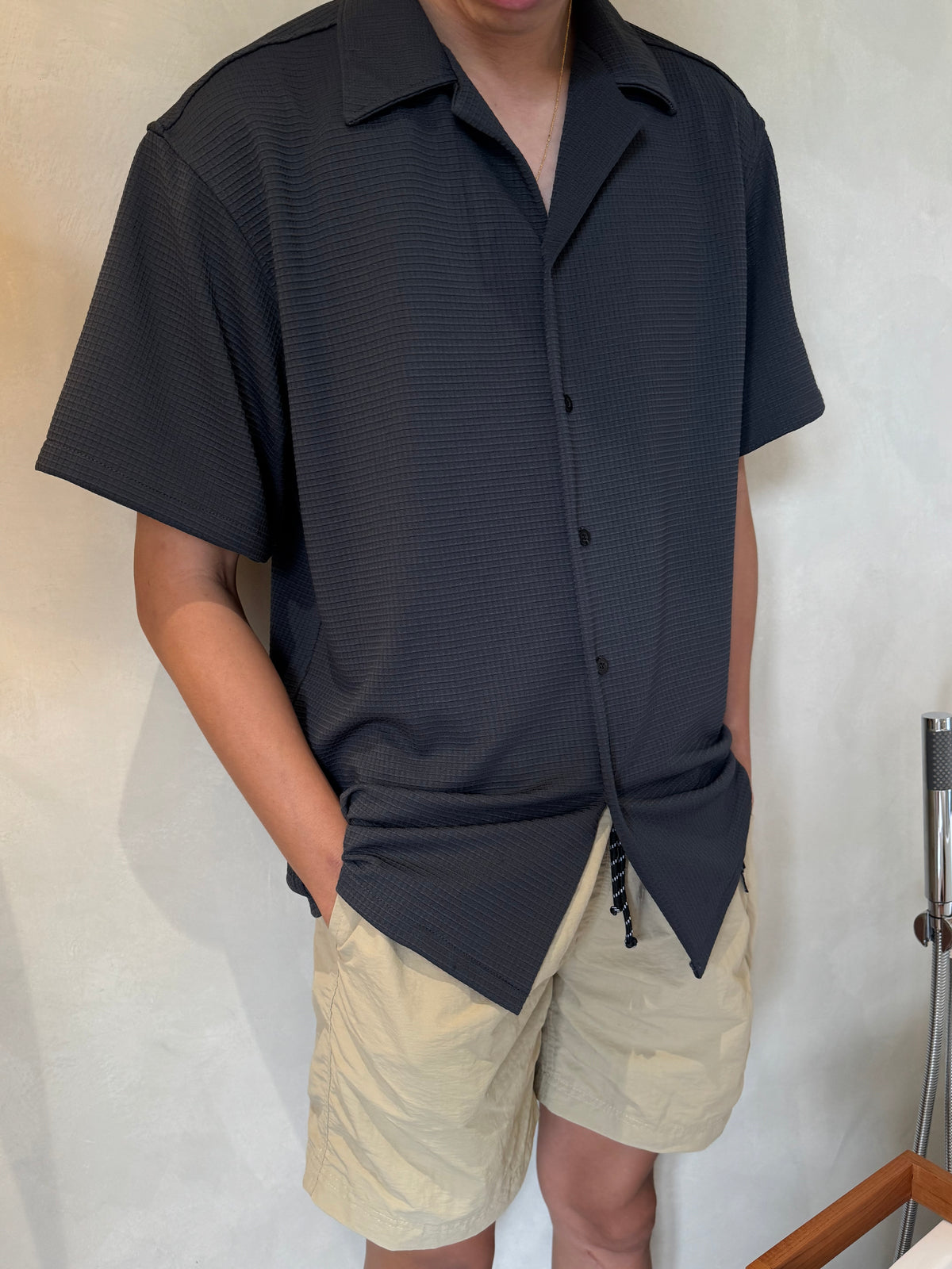 MEN - OVERSIZED WAFFLE BLOUSE TOP (Unisex)