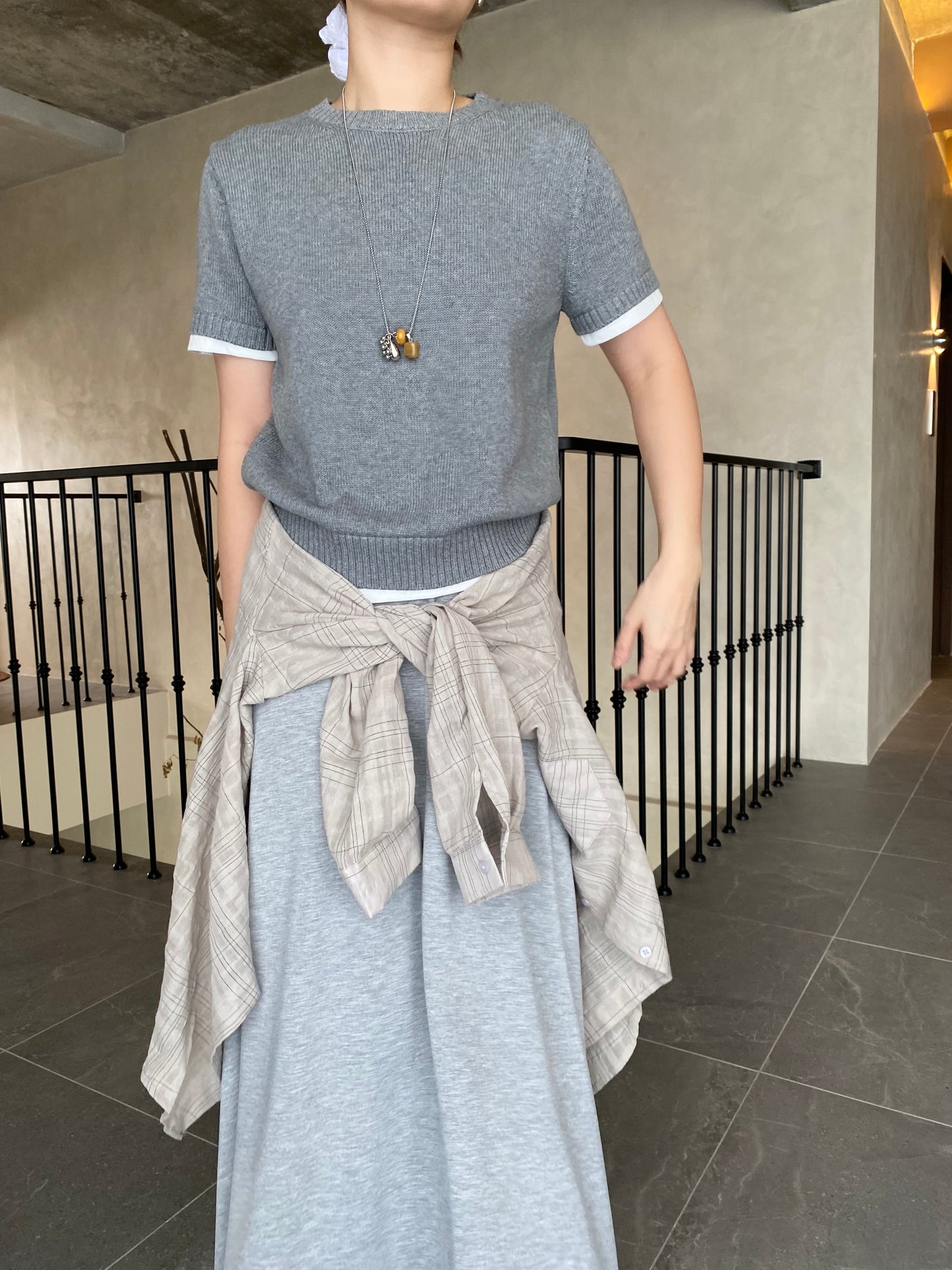 JAMES KNIT TOP IN RED/GREY/NAVYBLUE