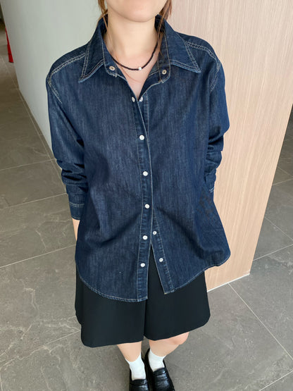 DENIM BLOUSE IN DARK BLUE