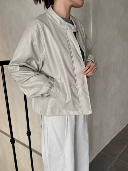 CELIA LEATHER JACKET IN CREAM