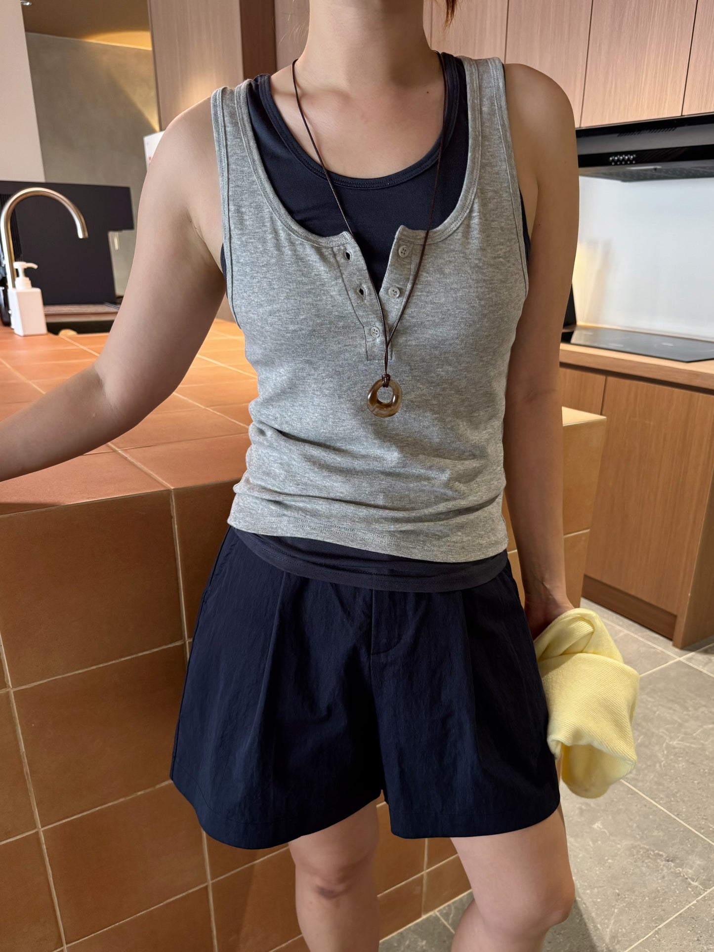 DOUBLE SINGLET TOP IN DARKBLUE/LIGHTBLUE