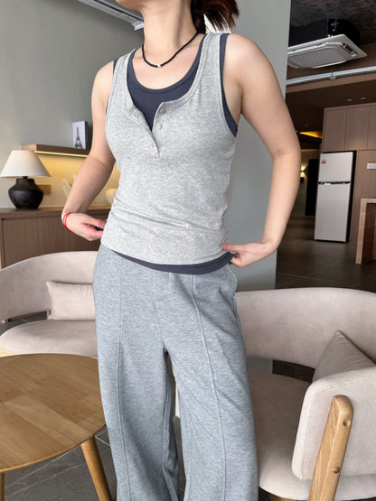 DOUBLE SINGLET TOP IN DARKBLUE/LIGHTBLUE